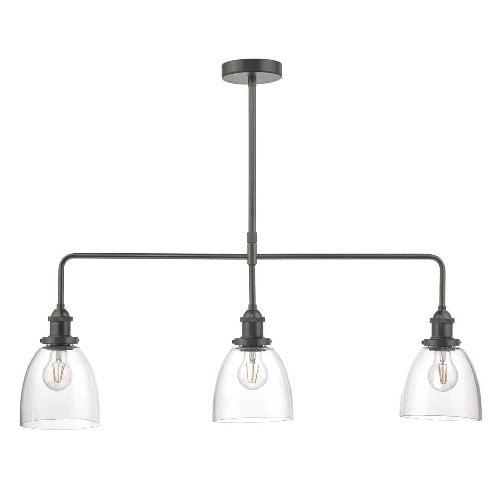 Dar ARV0361 | Arvin 3 Light Bar Pendant | Antique Chrome & Clear Glass