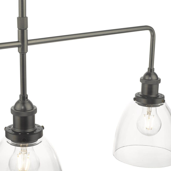 Dar ARV0361 | Arvin 3 Light Bar Pendant | Antique Chrome & Clear Glass