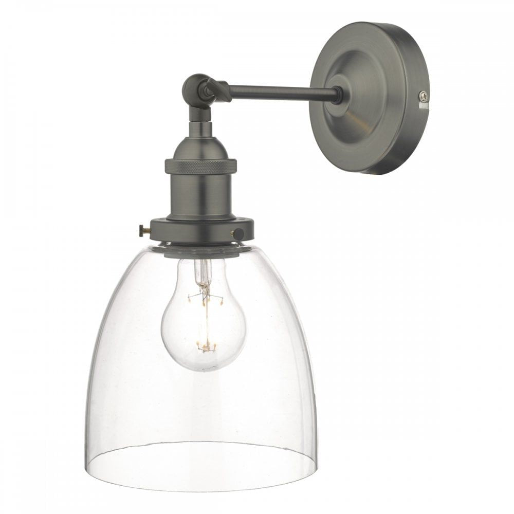 Dar ARV0761 | Arvin Wall Light | Antique Chrome & Clear Glass