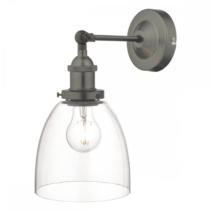 Dar ARV0761 | Arvin Wall Light | Antique Chrome & Clear Glass