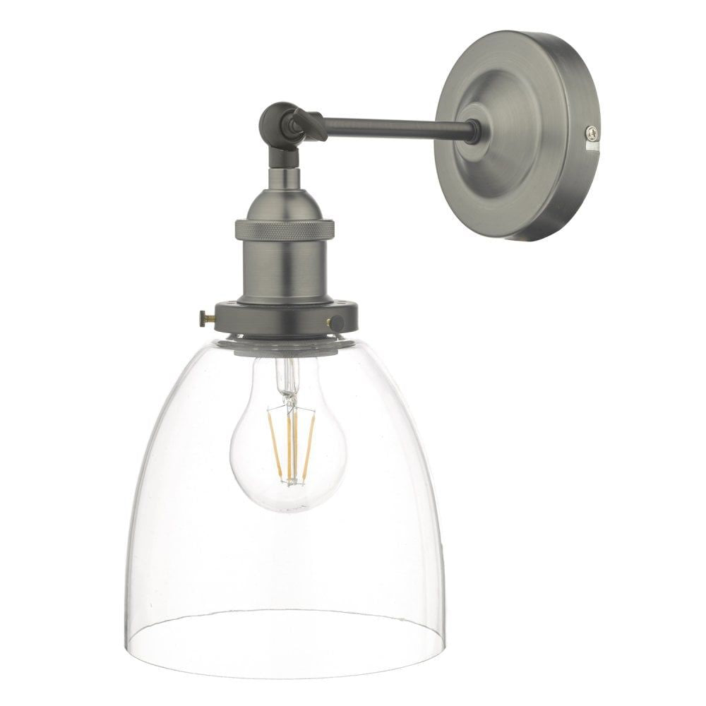Dar ARV0761 | Arvin Wall Light | Antique Chrome & Clear Glass