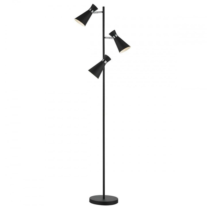 Dar ASH4922 | Ashworth Floor Lamp | 3 Lights | Black & Polished Chrome