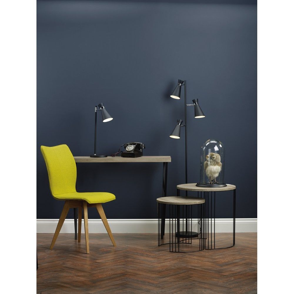 Dar ASH4922 | Ashworth Floor Lamp | 3 Lights | Black & Polished Chrome