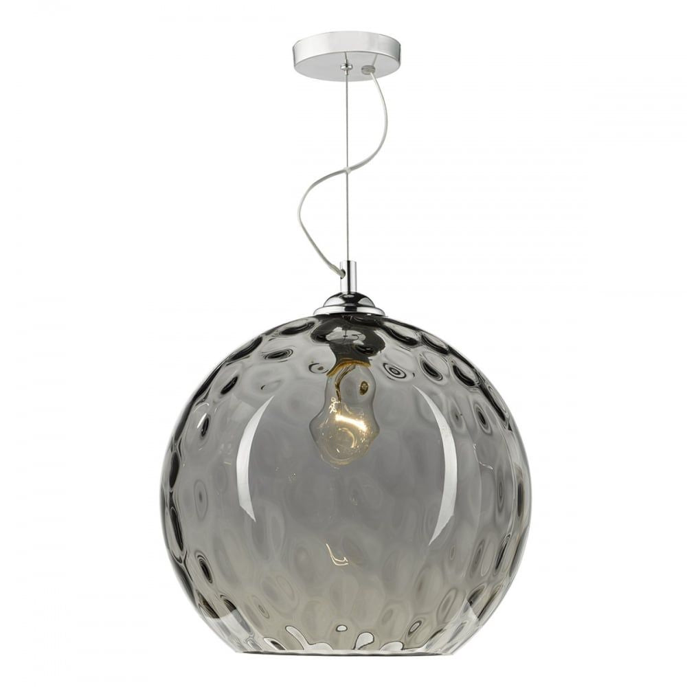 Dar AUL0110 | Aulax 1 Light Pendant | Smoked Dimple Effect