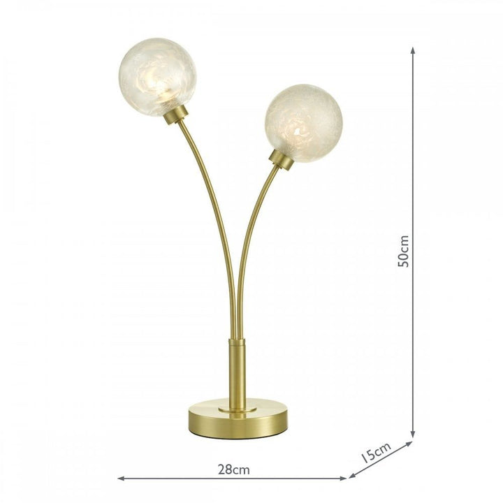 Dar AVA4241 | Avari Table Lamp | 2 Light | Satin Brass & Frosted Glass