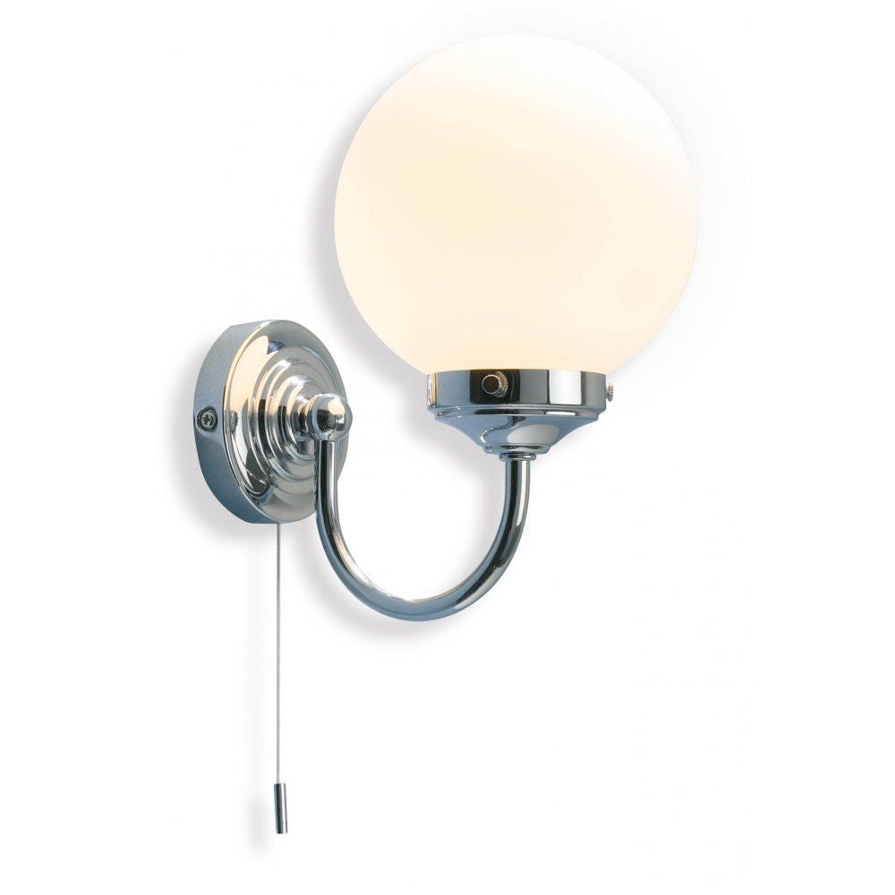 Dar BAR0750 | Barclay Wall Light | Polished Chrome | Opal Glass