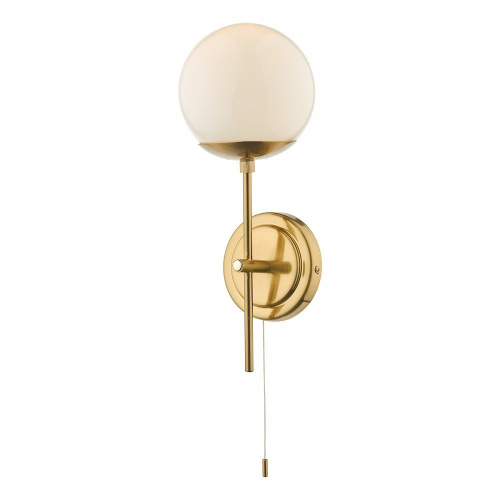 Dar BOM0735 | Bombazine Wall Light | Natural Brass | Opal Glass