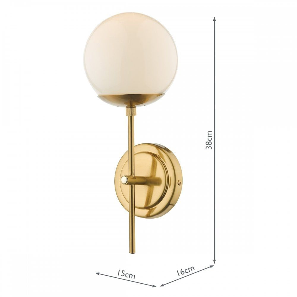 Dar BOM0735 | Bombazine Wall Light | Natural Brass | Opal Glass