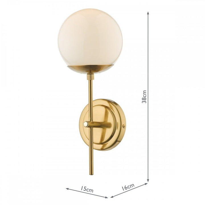 Dar BOM0735 | Bombazine Wall Light | Natural Brass | Opal Glass