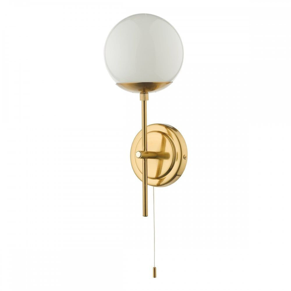 Dar BOM0735 | Bombazine Wall Light | Natural Brass | Opal Glass