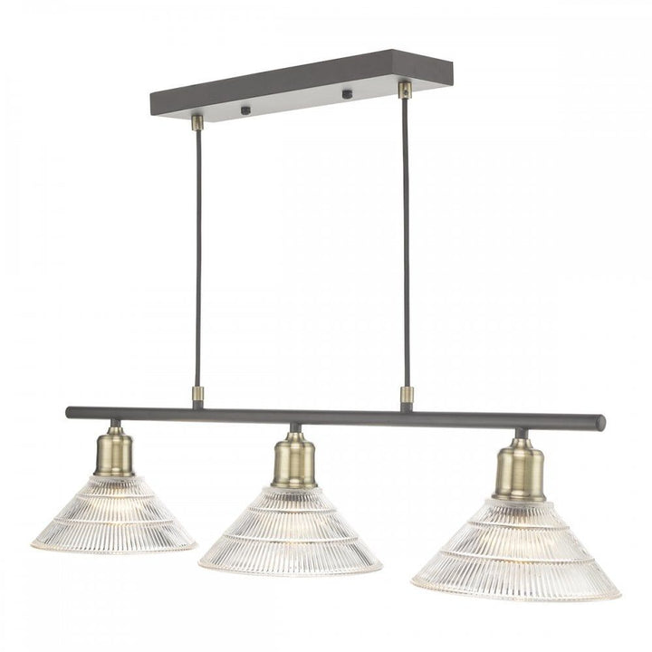Dar BOY0375 | Boyd 3 Light Bar | Antique Brass with Glass Shade
