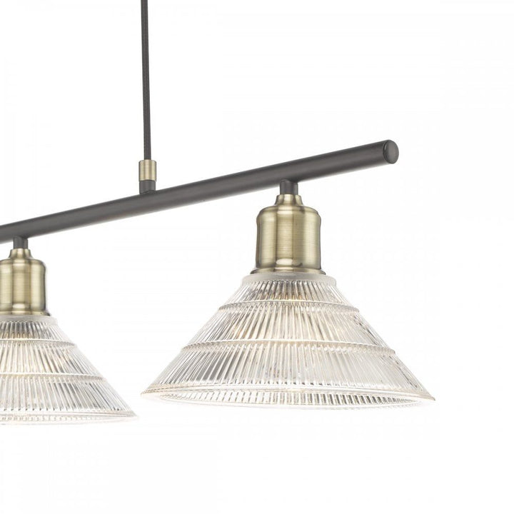 Dar BOY0375 | Boyd 3 Light Bar | Antique Brass with Glass Shade