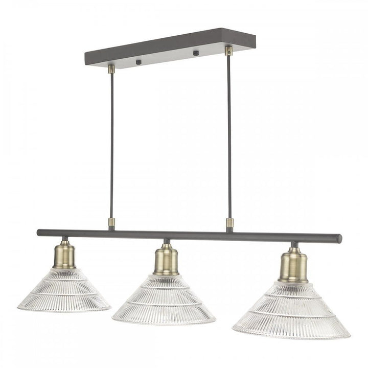 Dar BOY0375 | Boyd 3 Light Bar | Antique Brass with Glass Shade