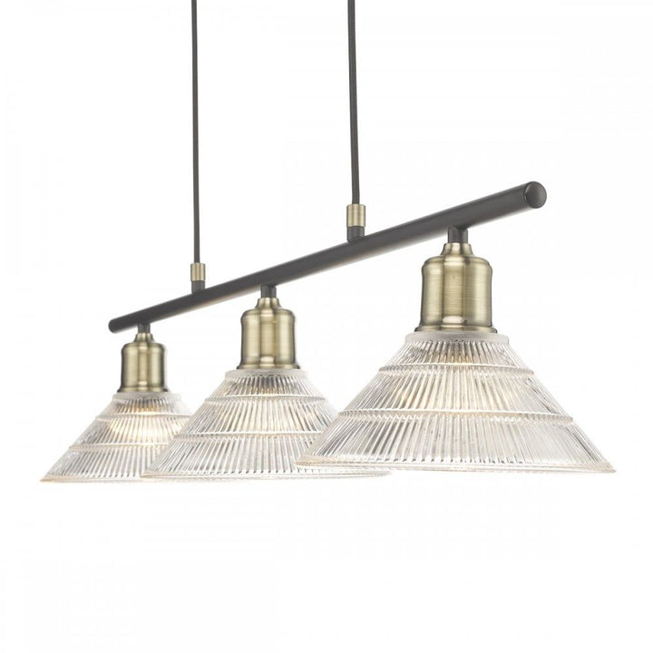 Dar BOY0375 | Boyd 3 Light Bar | Antique Brass with Glass Shade