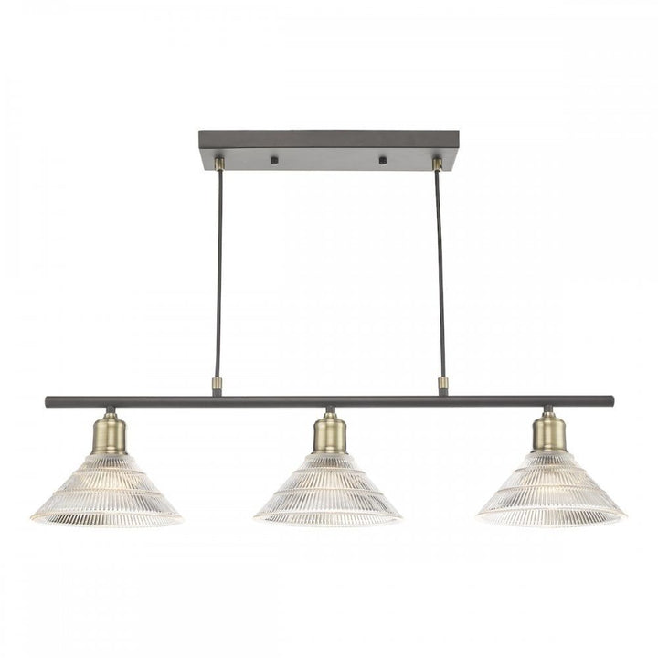 Dar BOY0375 | Boyd 3 Light Bar | Antique Brass with Glass Shade