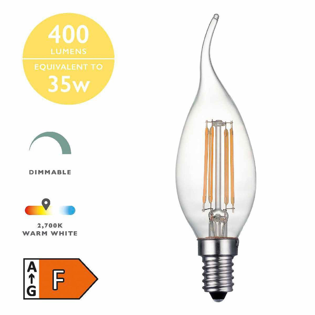 Dar BUL-E14-LED-14-I E14 Coup De Vent 4w LED Single Bulb Warm White Dimmable