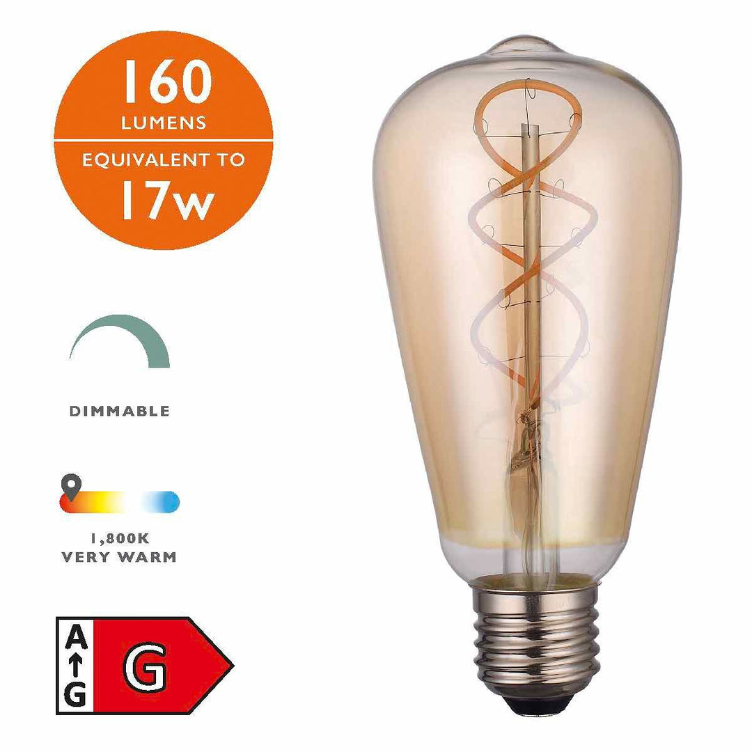 Dar BUL-E27-LEDV-2-I E27 Vintage Rustika 4w LED Single Bulb Very Warm Dimmable