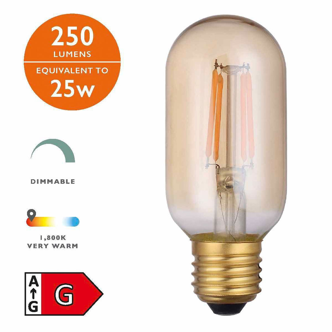 Dar BUL-E27-LEDV-8-I E27 Vintage Valve 4w LED Single Bulb Very Warm Dimmable