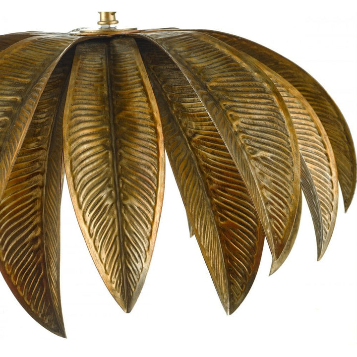Dar CAR0135 | Cara Pendant Light | Antique Gold Palm Design