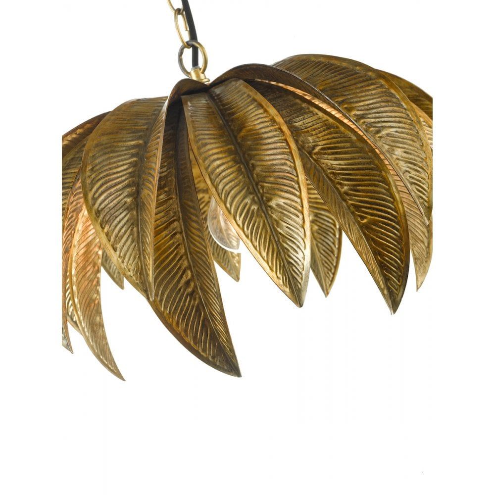 Dar CAR0135 | Cara Pendant Light | Antique Gold Palm Design