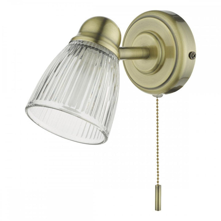 Dar CED0775 | Cedric | Antique Brass Bathroom Spotlight | Glass