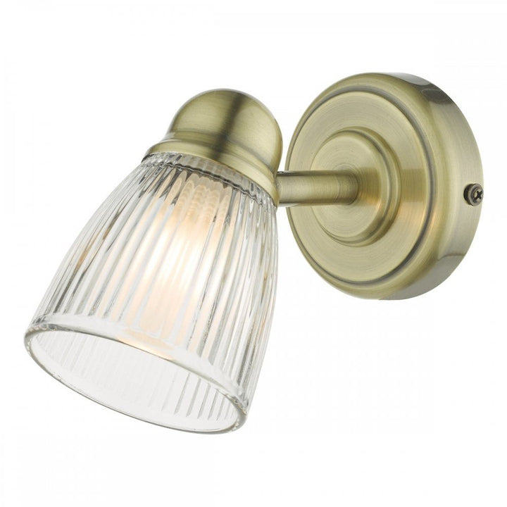 Dar CED0775 | Cedric | Antique Brass Bathroom Spotlight | Glass