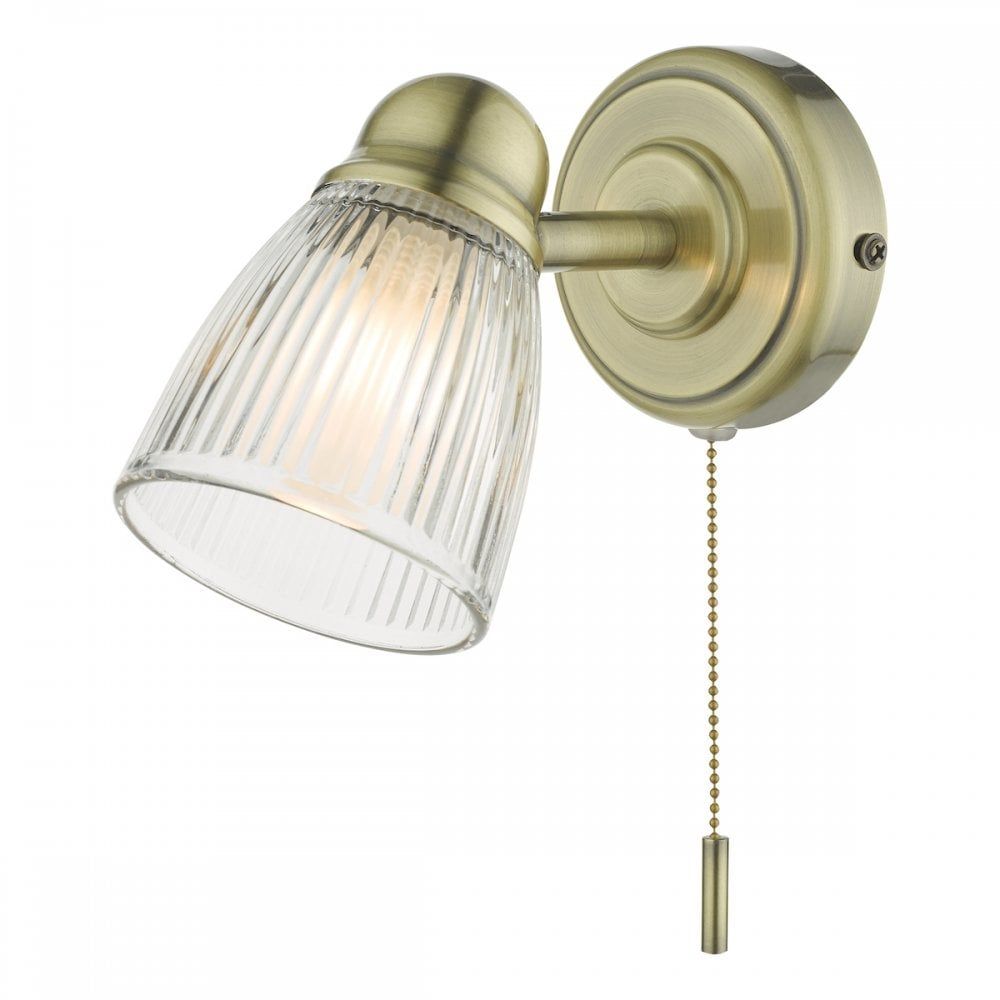 Dar CED0775 | Cedric | Antique Brass Bathroom Spotlight | Glass
