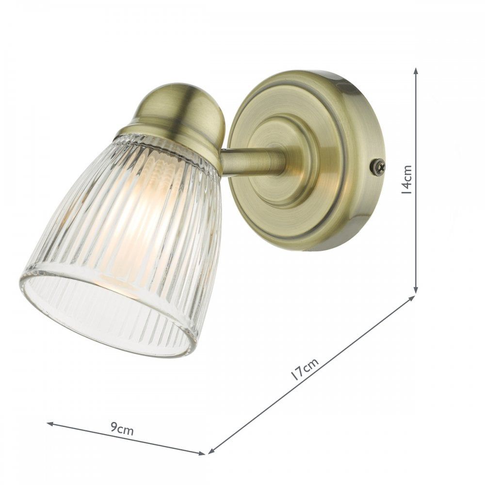 Dar CED0775 | Cedric | Antique Brass Bathroom Spotlight | Glass