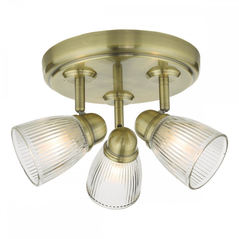 Dar CED7675 | Cedric | Antique Brass 3-Light Spotlight | Glass