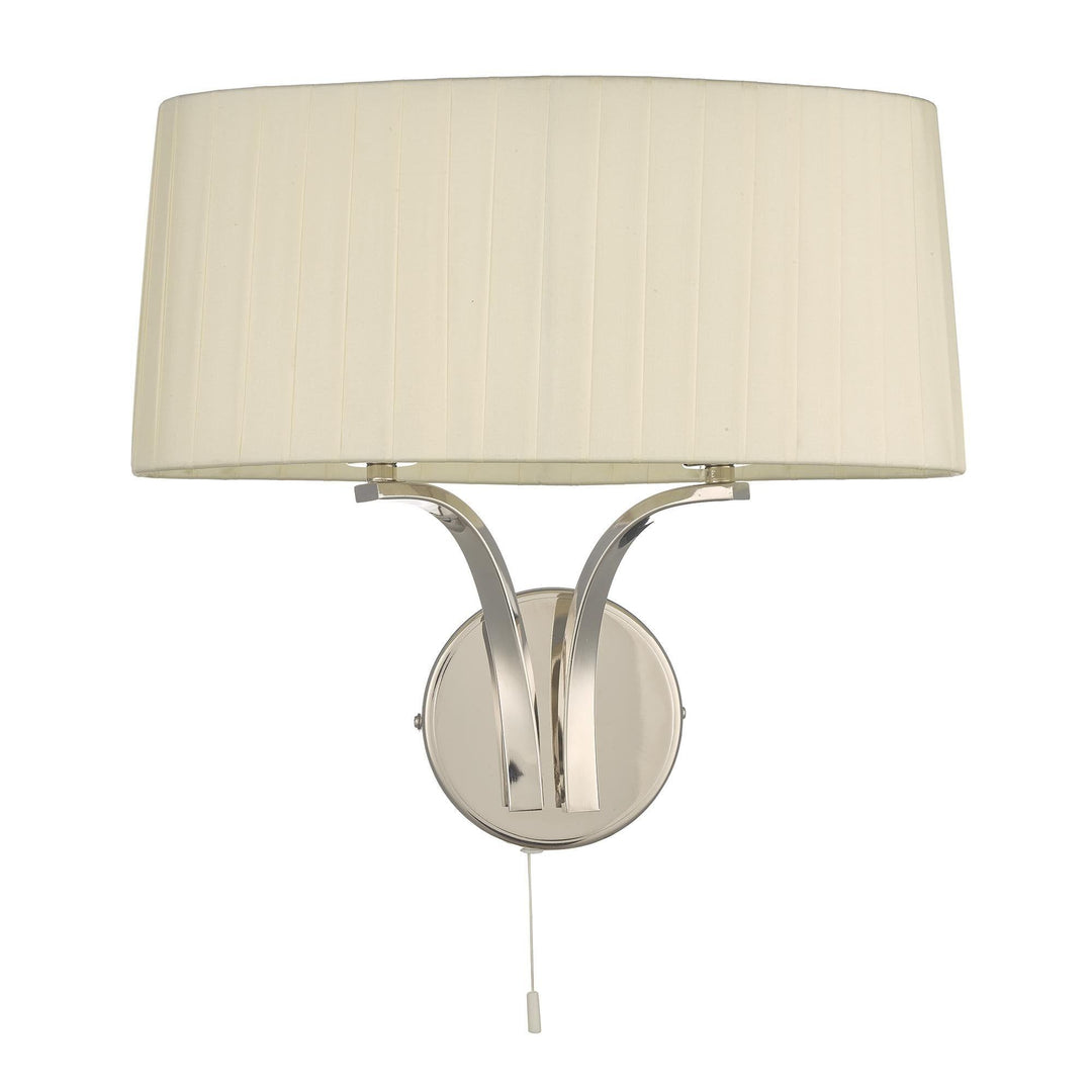 Dar CRI092 | Cristin 2 Light Wall Light | Polished Nickel & Ivory Shade