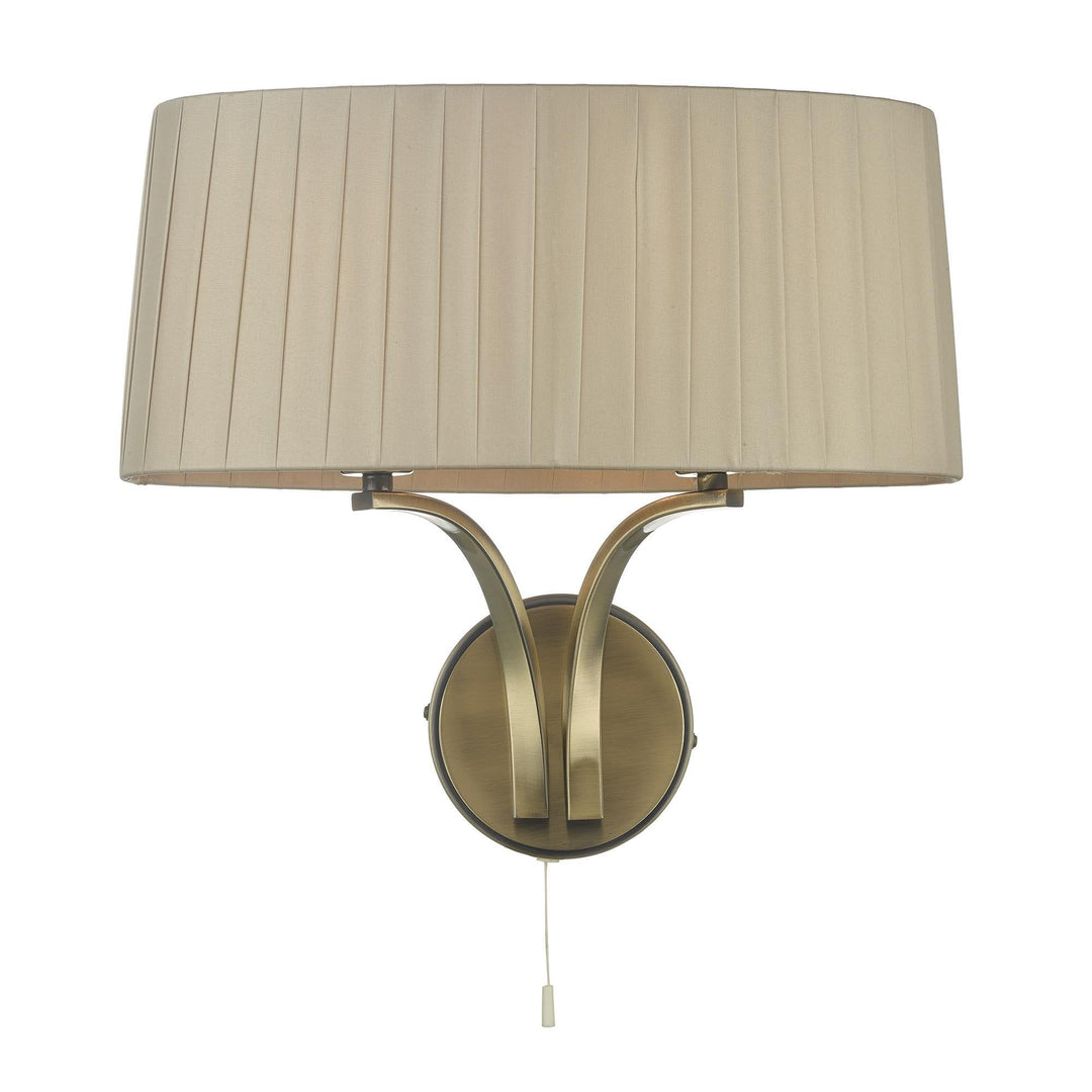 Dar CRI0929 | Cristin 2 Light Wall Light | Antique Brass & Taupe Shade