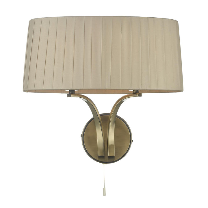 Dar CRI0929 | Cristin 2 Light Wall Light | Antique Brass & Taupe Shade