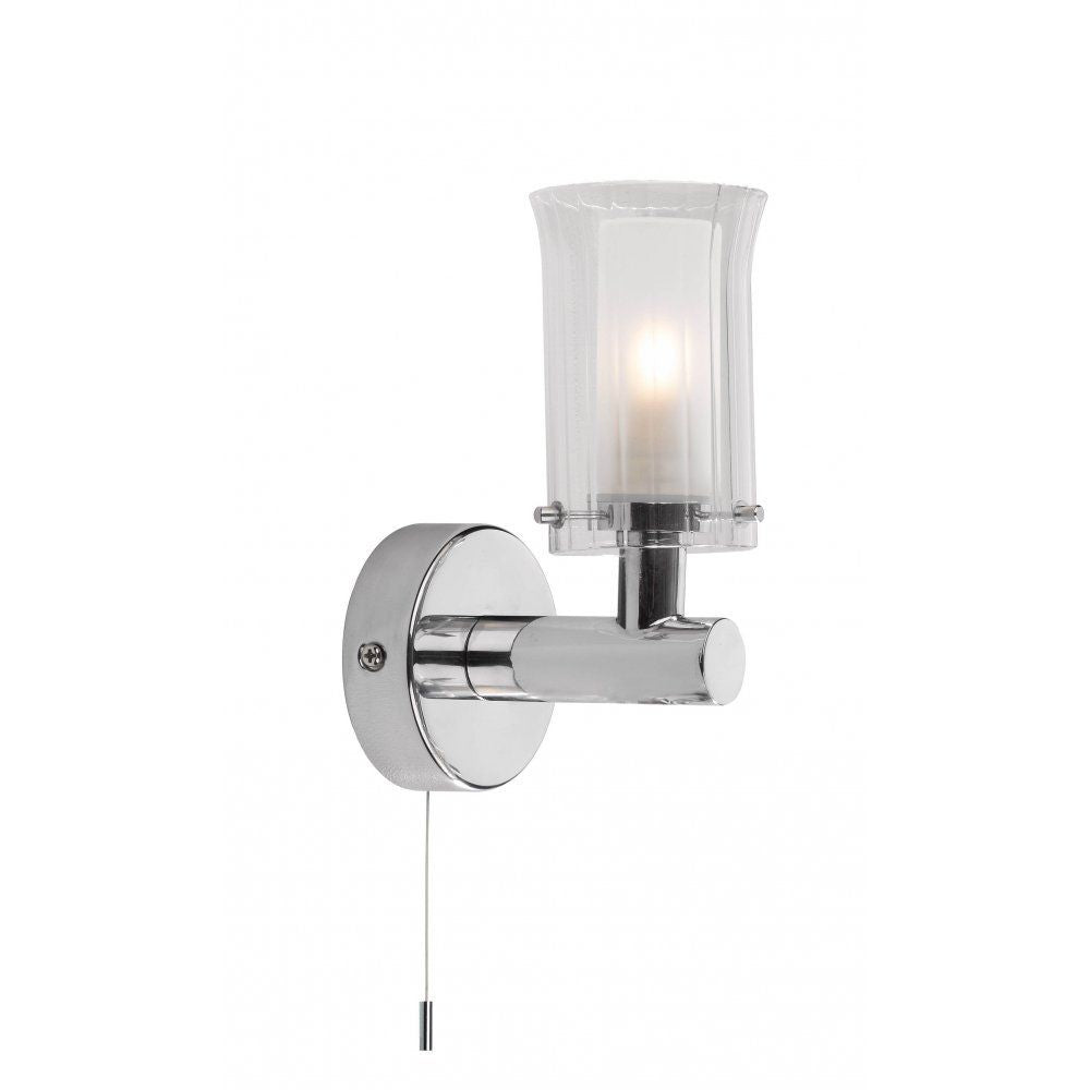 Dar ELB0750 | Elba | Polished Chrome Single Wall Light | Elegant Glass Design