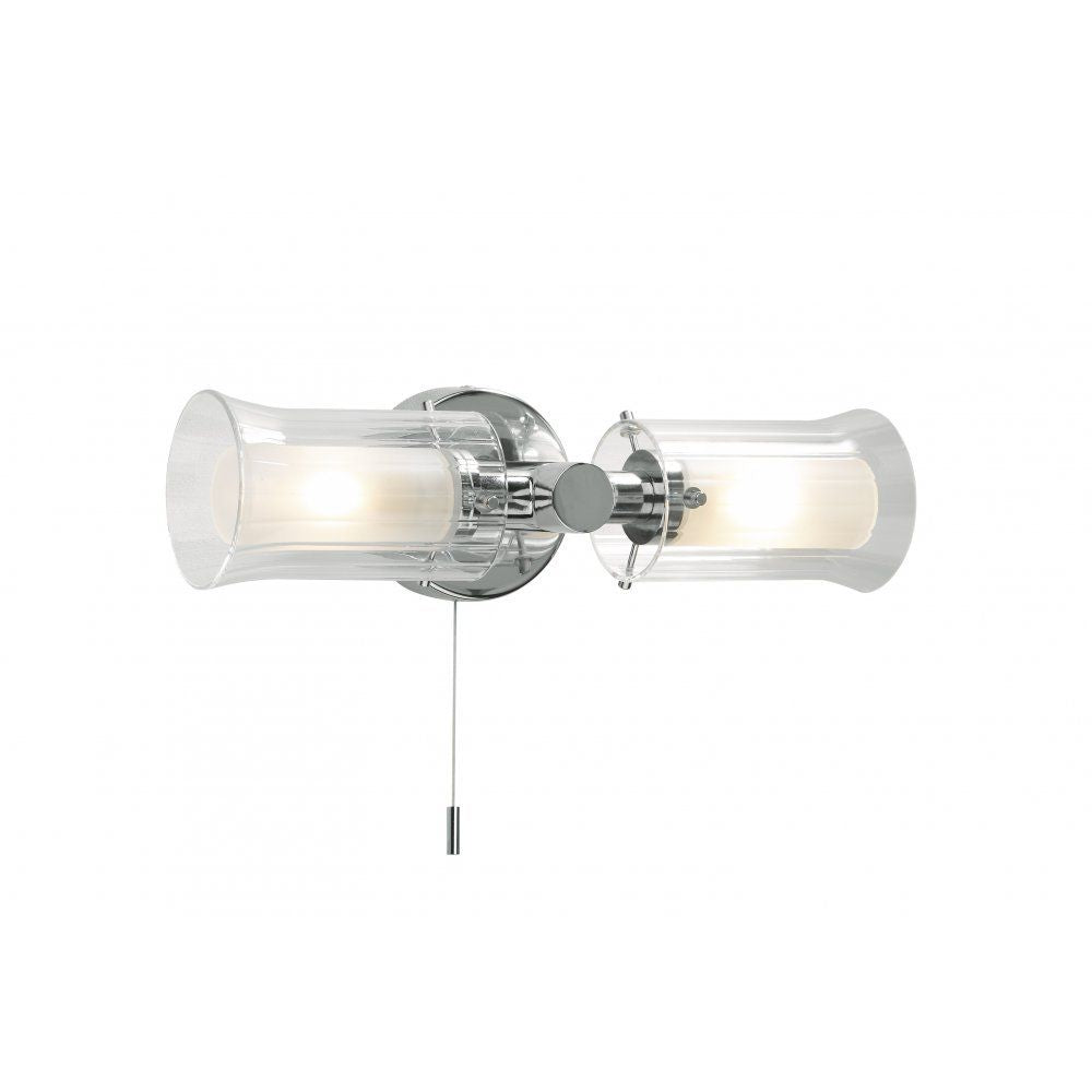 Dar ELB0950 | Elba | Double Wall Light | Polished Chrome | Clear/Frosted Glass