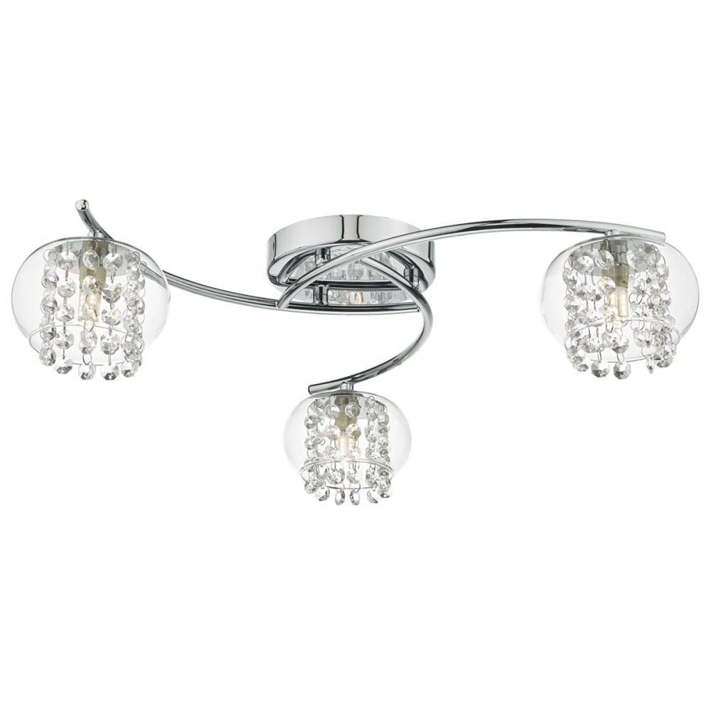 Dar ELM5350 | Elma | 3 Light Semi Flush | Polished Chrome | Glass Beads