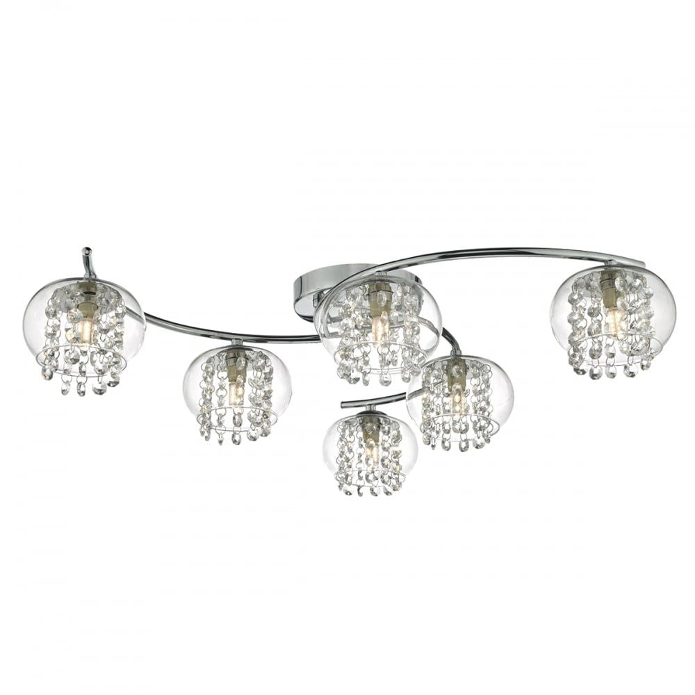 Dar ELM6450 | Elma | 6 Light Semi Flush | Polished Chrome | Glass Beads