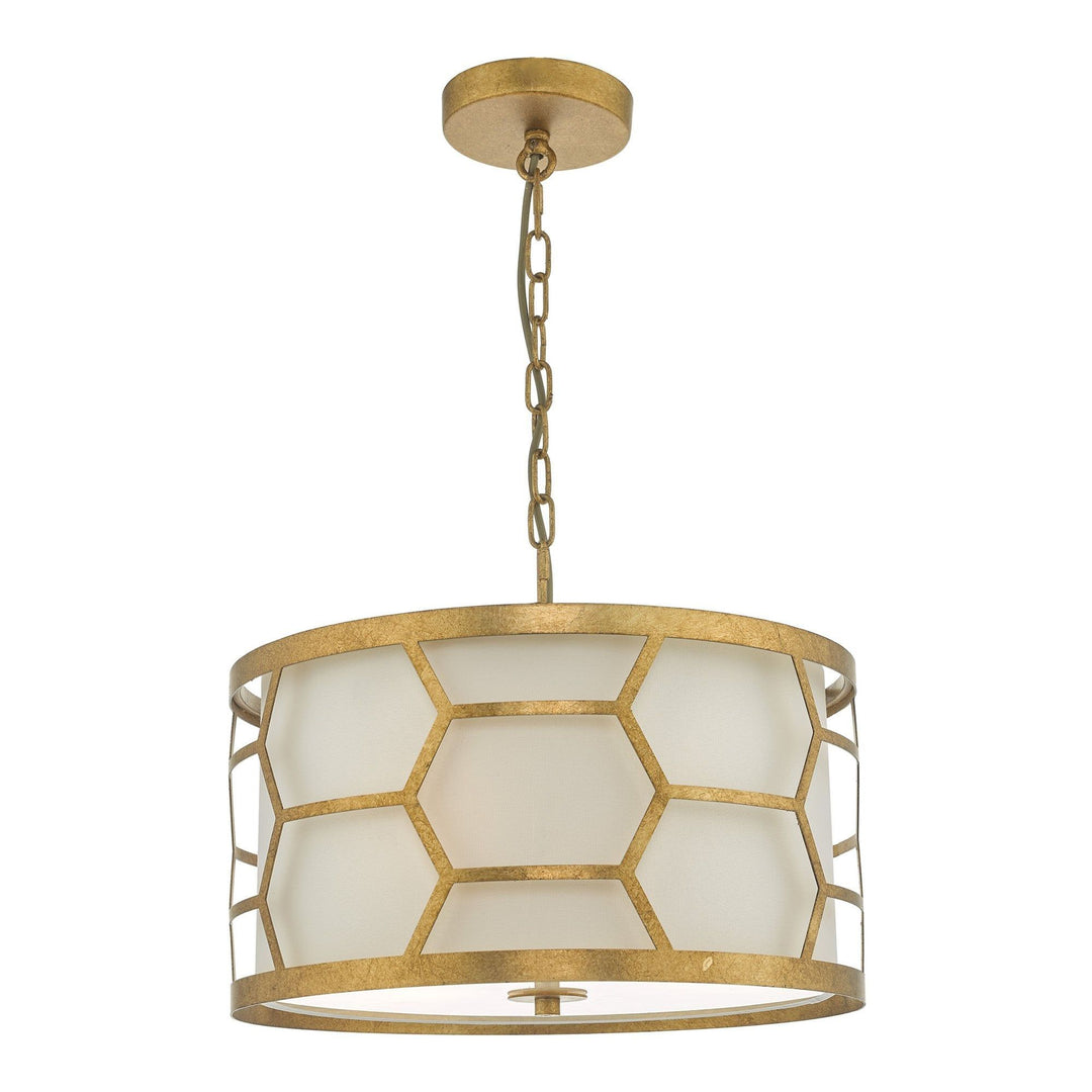 Dar EPS0312 | Epstein | 3 Light Pendant | Gold Leaf | Ivory Shade