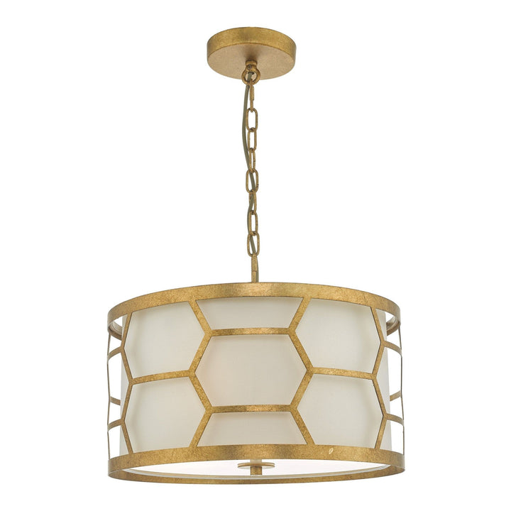 Dar EPS0312 | Epstein | 3 Light Pendant | Gold Leaf | Ivory Shade