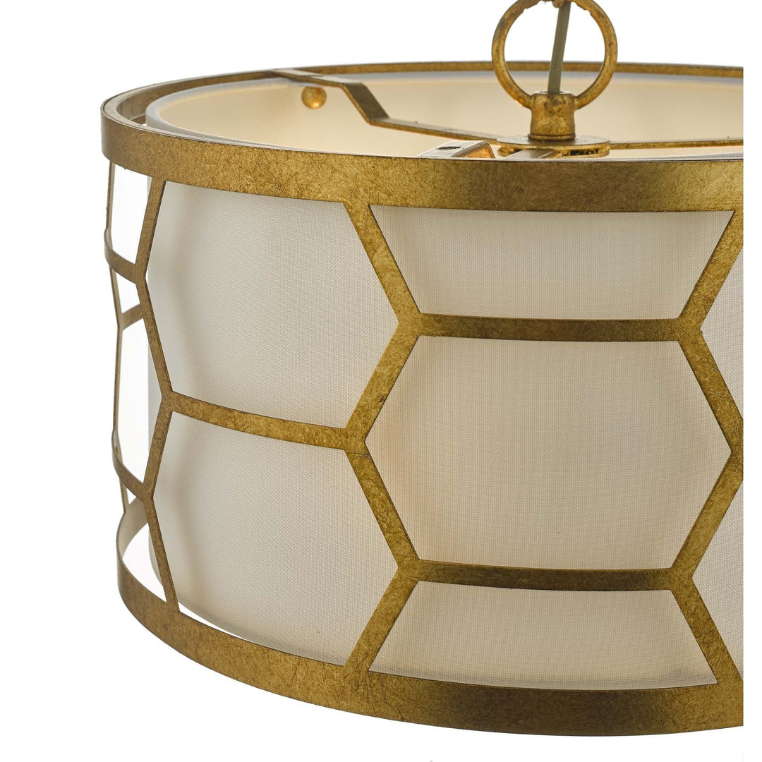Dar EPS0312 | Epstein | 3 Light Pendant | Gold Leaf | Ivory Shade
