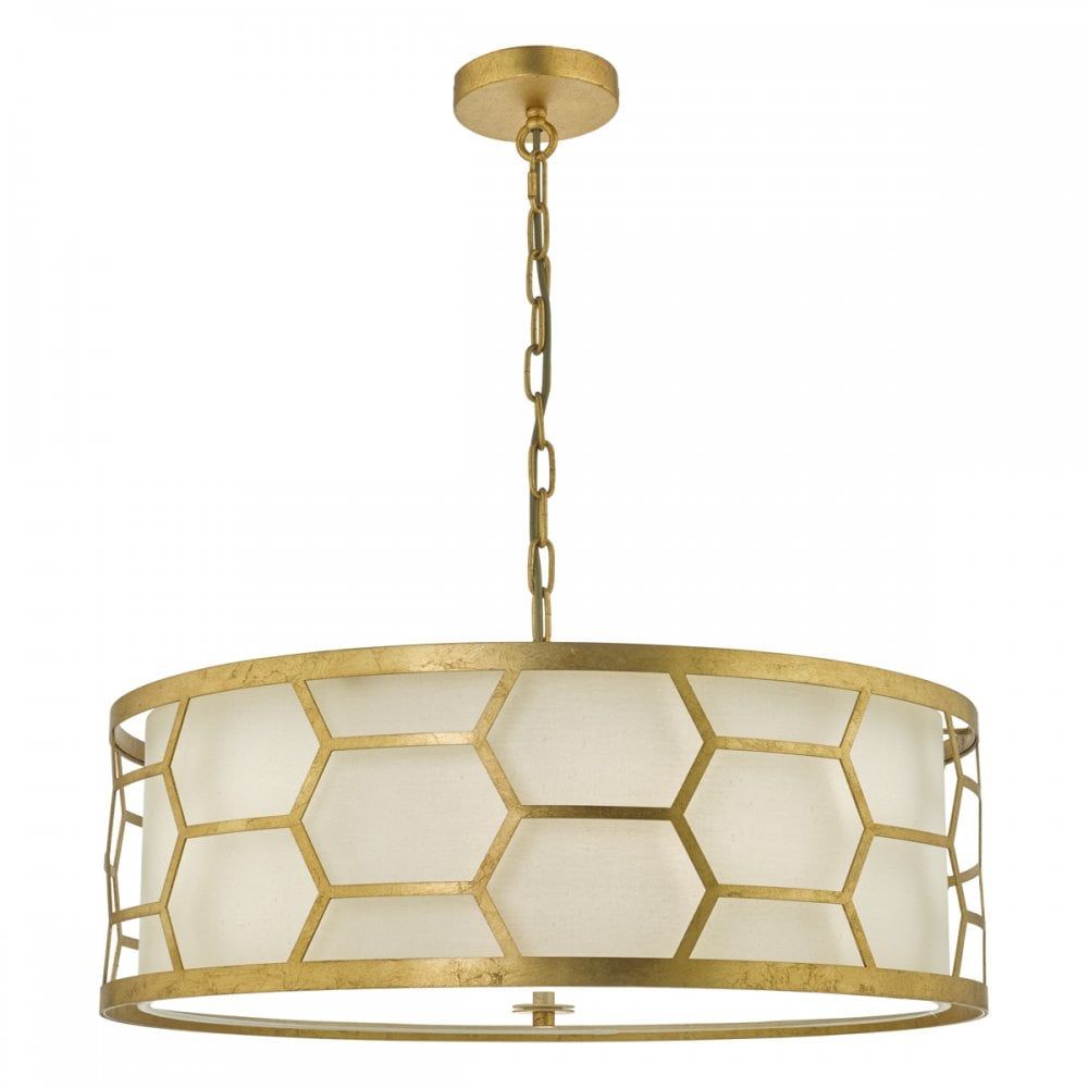 Dar EPS0412 | Epstein | 4 Light Pendant | Gold Leaf | Ivory Shade