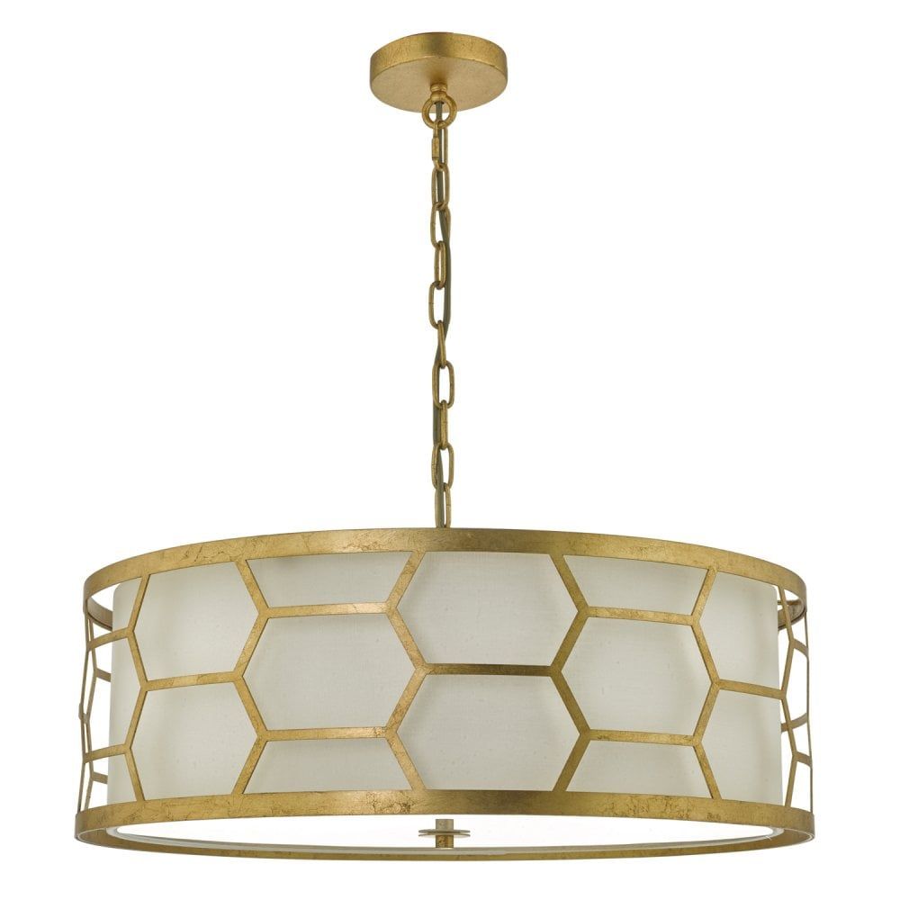 Dar EPS0412 | Epstein | 4 Light Pendant | Gold Leaf | Ivory Shade