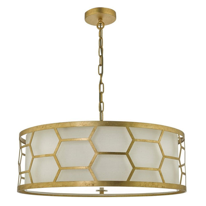 Dar EPS0412 | Epstein | 4 Light Pendant | Gold Leaf | Ivory Shade