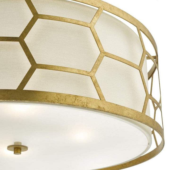 Dar EPS0412 | Epstein | 4 Light Pendant | Gold Leaf | Ivory Shade
