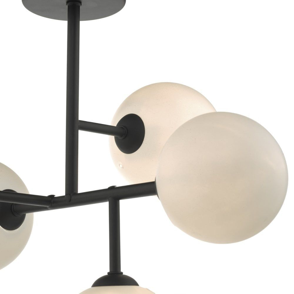 Dar EUA5422 | Euan | 5 Light Semi Flush | Black | Opal Glass