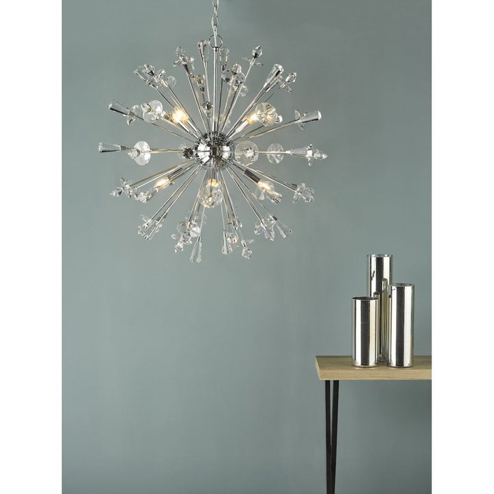 Dar EXO0850 | Exodus | 8-Light Crystal Pendant in Polished Chrome