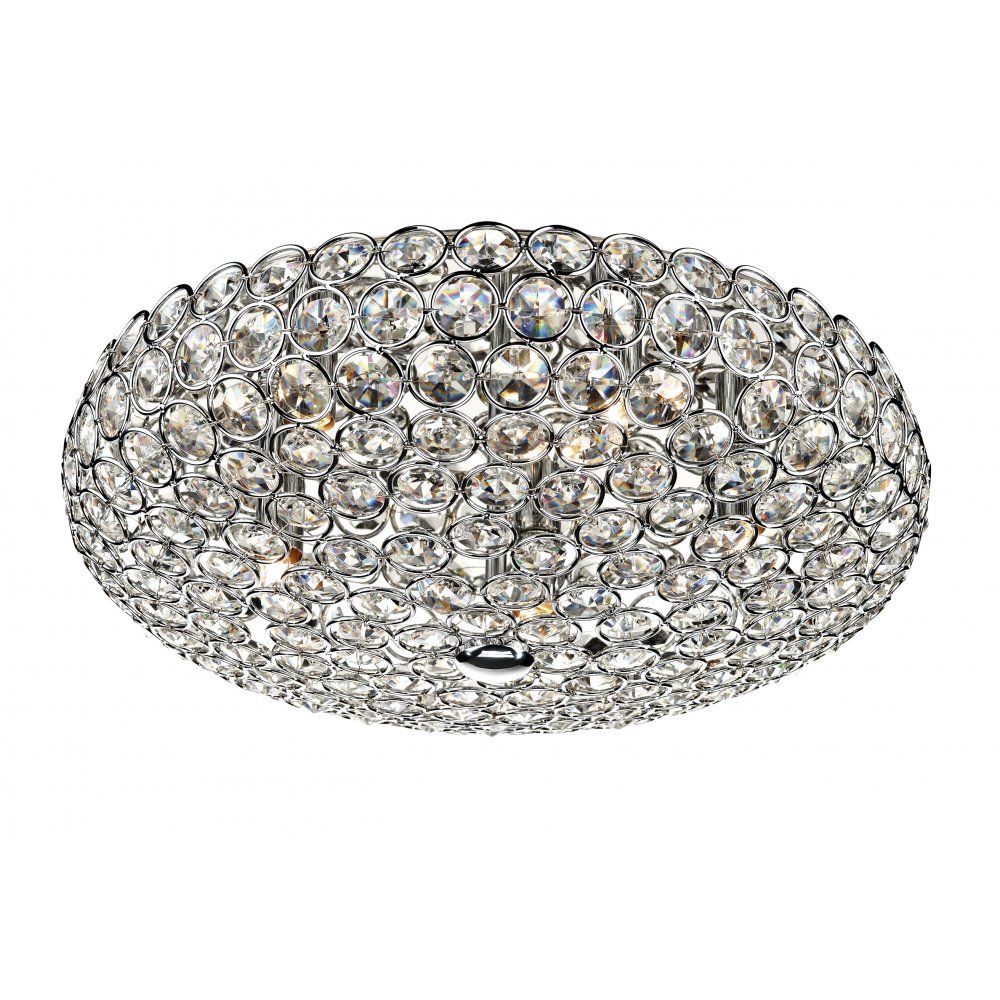 Dar FRO5450 | Frost 5 Lamp Flush | Ceiling Light Polished Chrome & Crystal