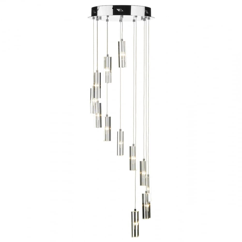 Dar GAL1250/LED | Galileo Stair Cluster | 12-Light LED | Polished Chrome