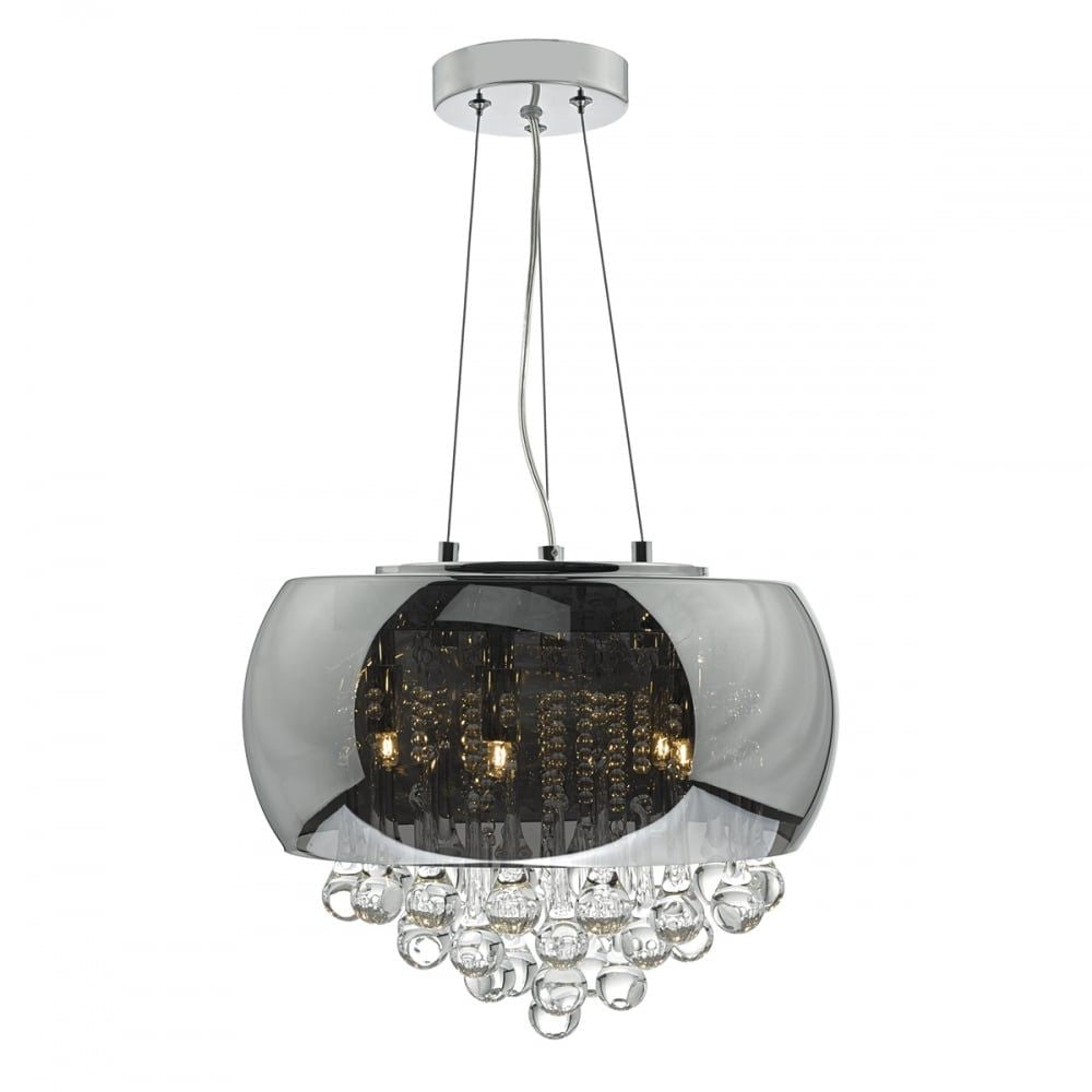 Dar GIS0510 | Giselle Pendant | 5-Light | Smoked & Clear Glass