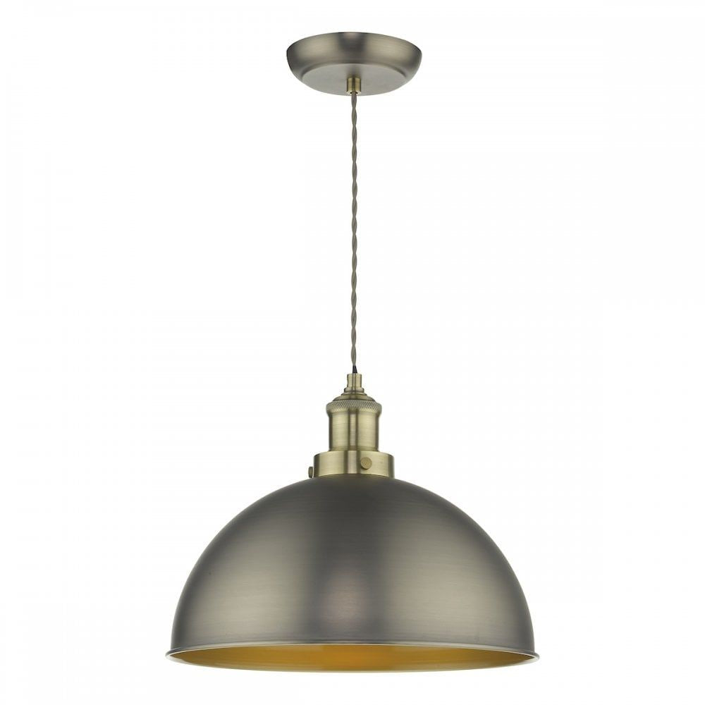 Dar GOV0161 | Governor Pendant | Antique Chrome & Brass
