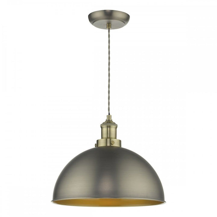Dar GOV0161 | Governor Pendant | Antique Chrome & Brass